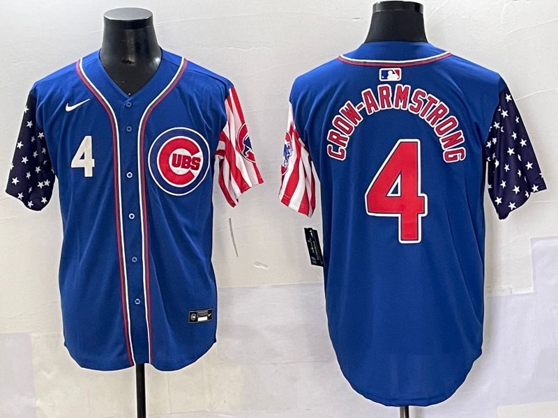 Men 2025 Chicago Cubs 4 Crow-Armstrong Blue a generation of national flags Joint Name Nike MLB Jersey style 4